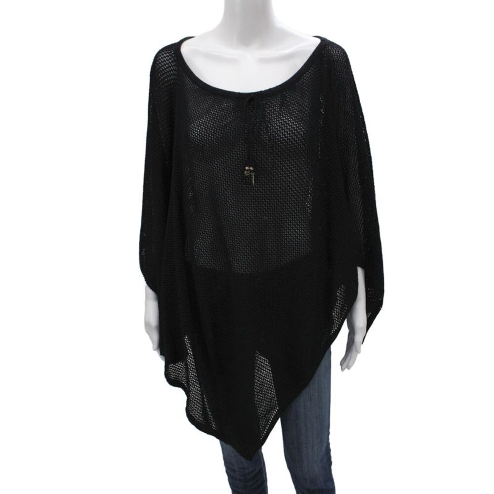 St. John Sport By Marie Gray Women Black Wool Cape Sweater Size One Size